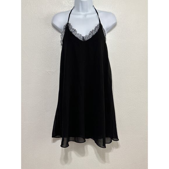 VTG Y2K Forever 21 Babydoll Sheer Dress Tunic Top M Black Dainty Dark Fairy Goth - Picture 1 of 15